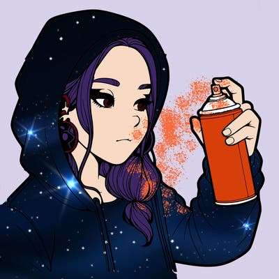 a realistic girl, spray painting