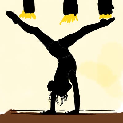 realistic gymnastic hand stand girl in four splits