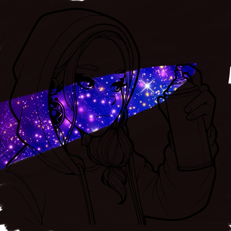 a realistic girl, spray painting