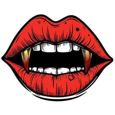 lips with vampire teeth