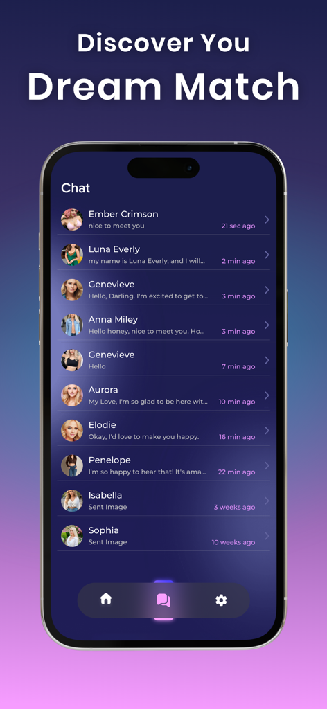 Ai Girlfriend :Virtual Chatbot - Interfaz de la aplicación Novia IA que muestra una lista de personajes virtuales disponibles para chatear.
