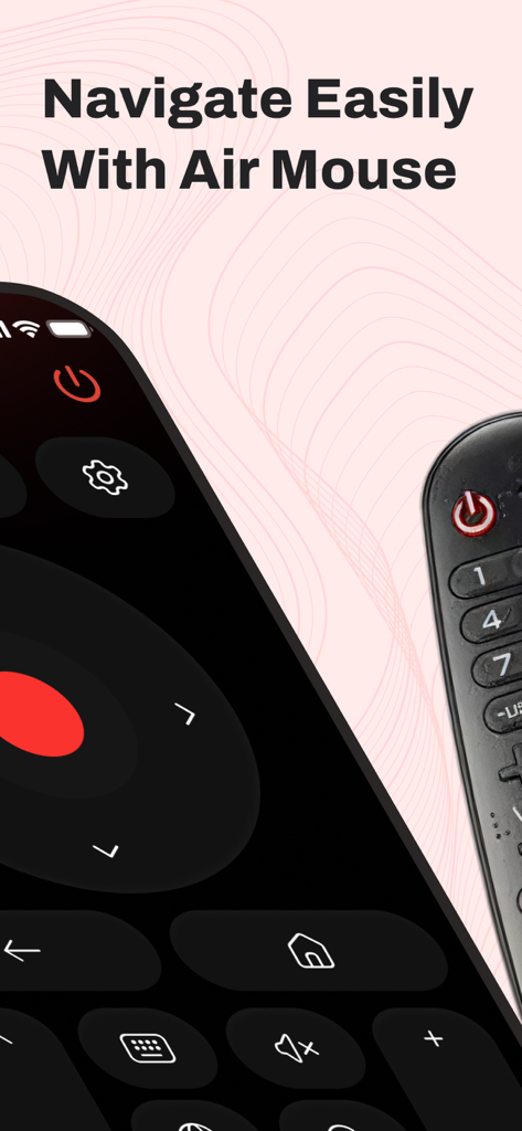 LG TV remote app interface with air mouse feature for navigation
