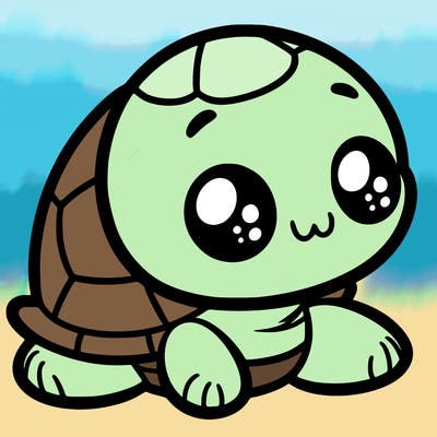 cute little animated turtle