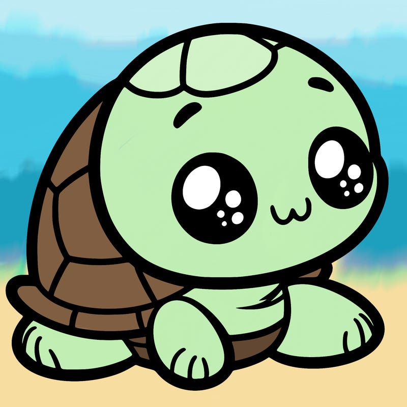 cute little animated turtle