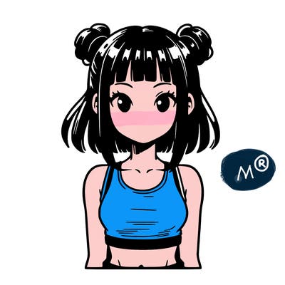 manga girl with crop top
