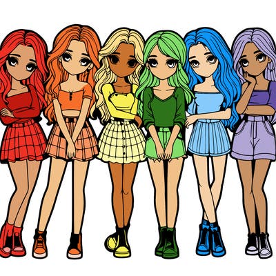 a group of girls realistic