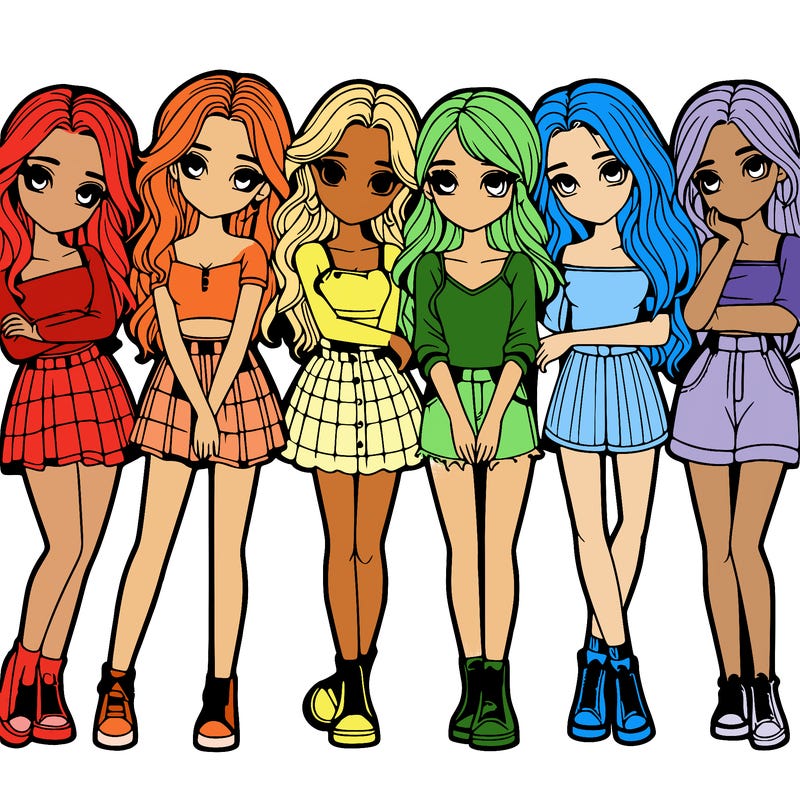 a group of girls realistic