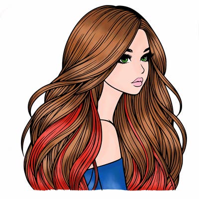 realistic girl with long realistic hair