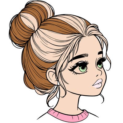 realistic girl with bun