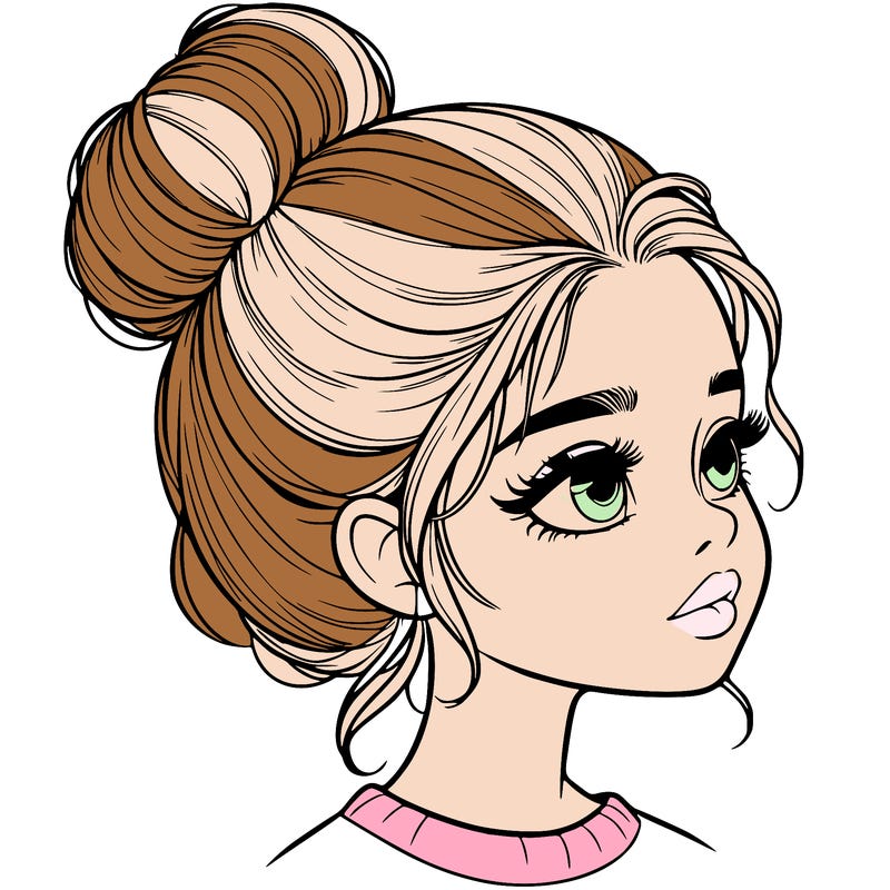 realistic girl with bun