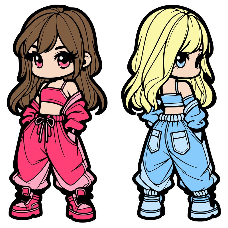 girl in crop top and baggy pants