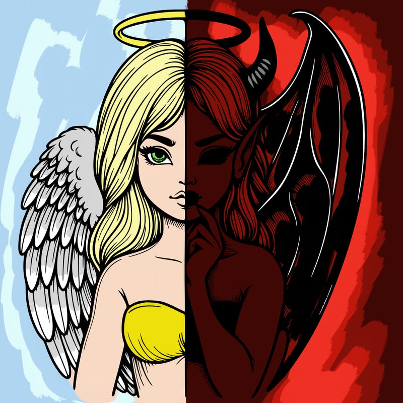 realistic angel half demon