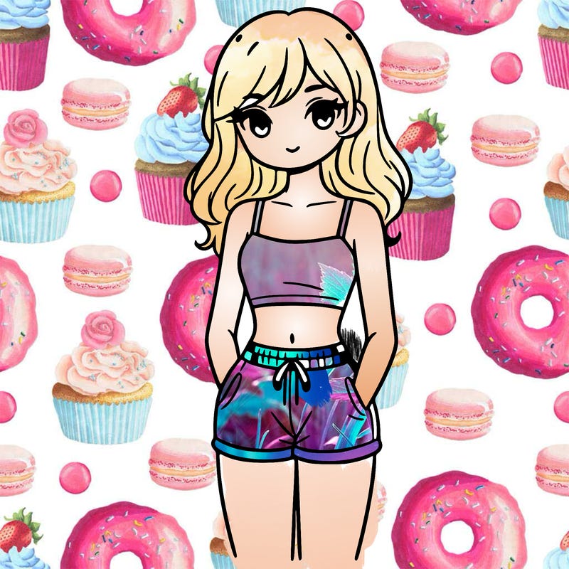 girl with crop top and shorts on