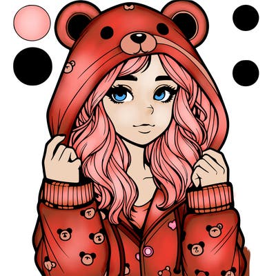 realistic girl in a animal pjs hoodie
