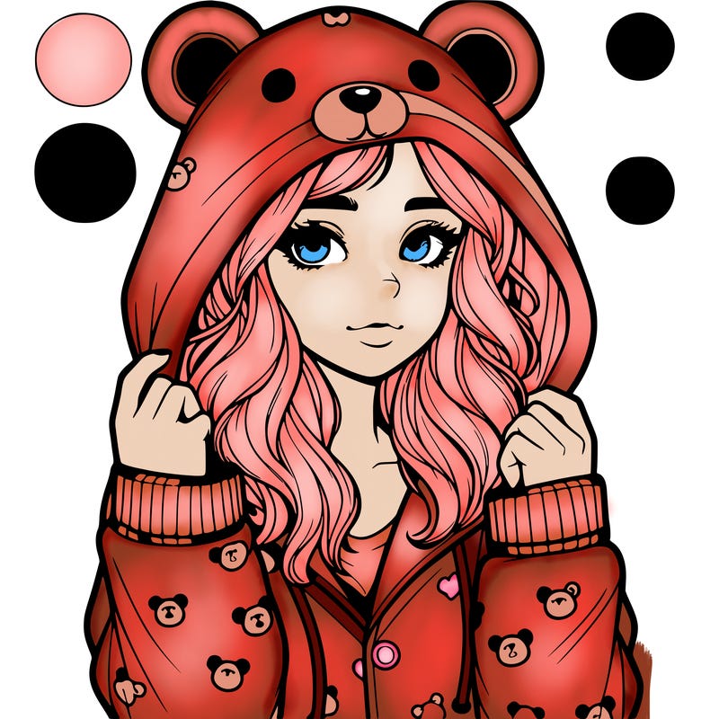 realistic girl in a animal pjs hoodie