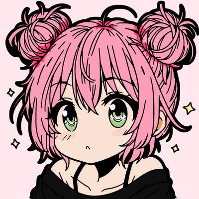 a manga girl with messy small buns