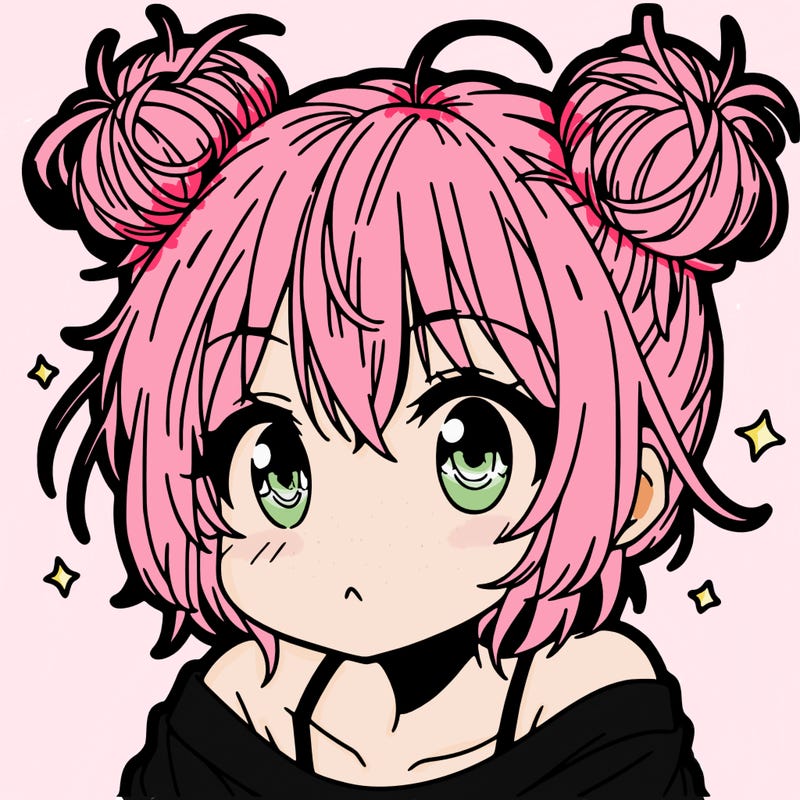 a manga girl with messy small buns