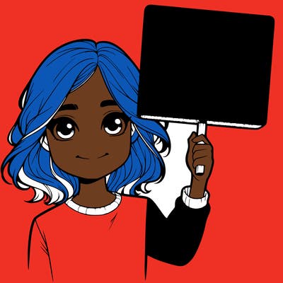 realistic girl holding up a sign