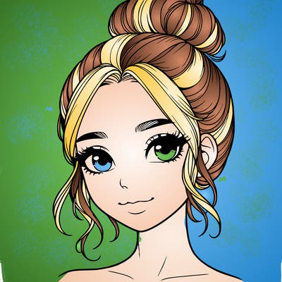 realistic pretty girl with hair in bun
