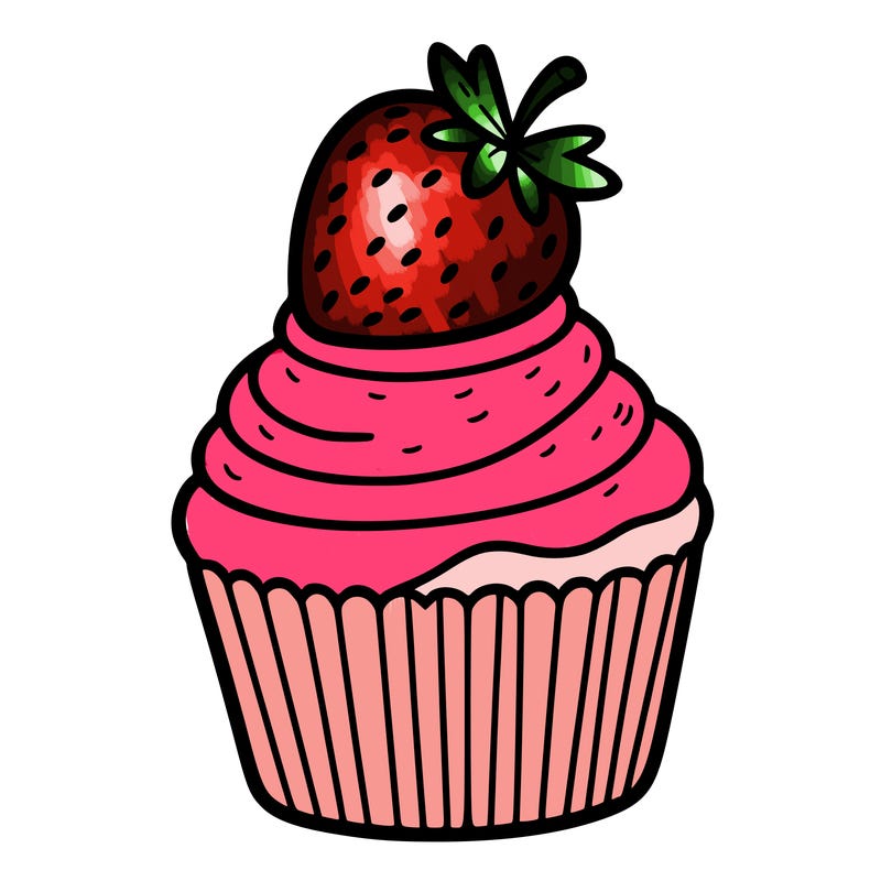 cupcake with a strawberry on top