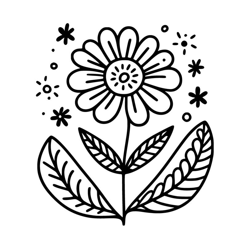 whimsical doodle art of simple flower