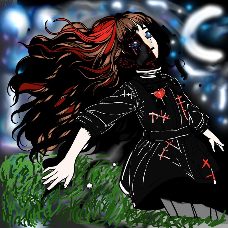 realistic detailed girl floating up on back