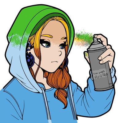 a realistic girl, spray painting