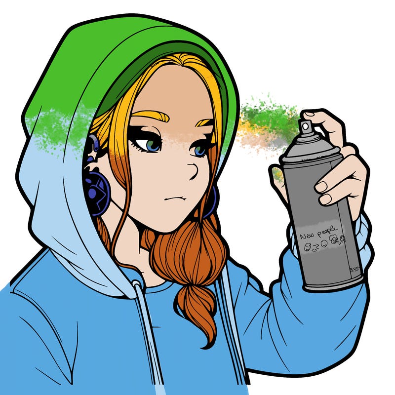 a realistic girl, spray painting