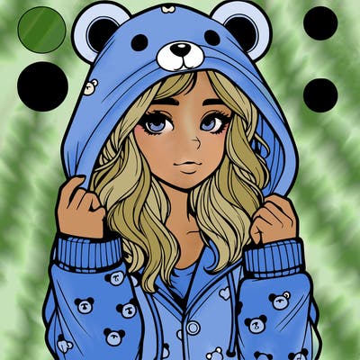 realistic girl in a animal pjs hoodie