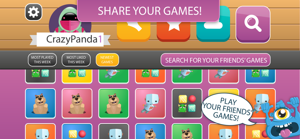 Coda Game - Make Custom Games - Pantalla de la comunidad de Coda Game para compartir y jugar a juegos personalizados