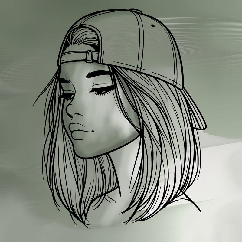 realistic  girl with a backwards hat