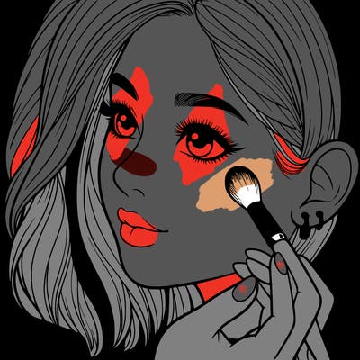 a realistic girl doing her makeup