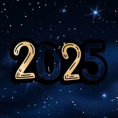 one line scrawled numbers sketch design “2025”