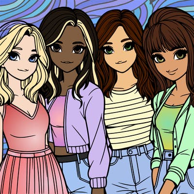 a group of girls realistic