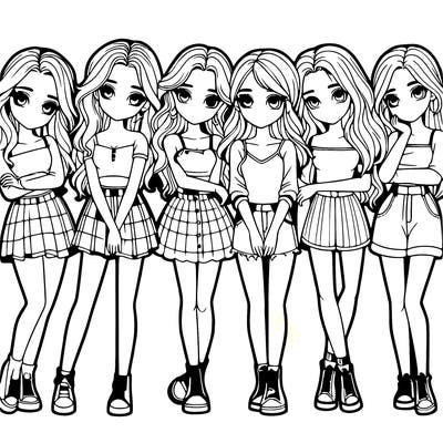 a group of girls realistic