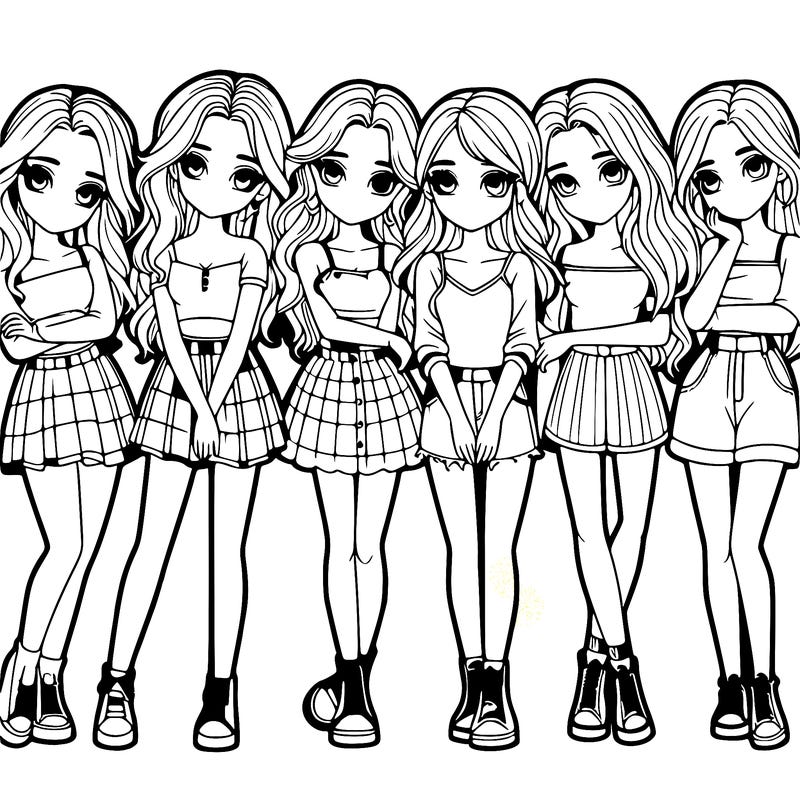 a group of girls realistic