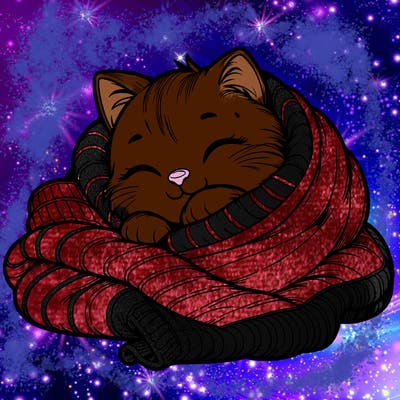 realistic cozy cat in a blanket