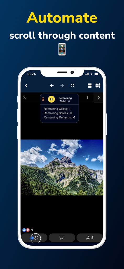 Auto Clicker:Automatic Tap App - Auto Clicker app interface showing automated scrolling through image content