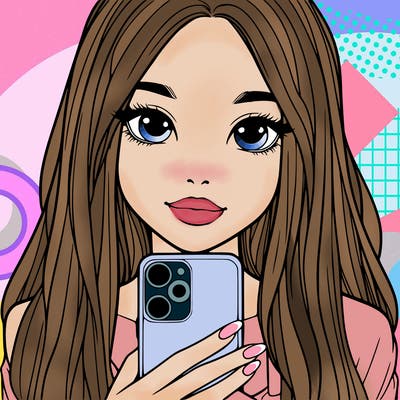 realistic girl with a phone