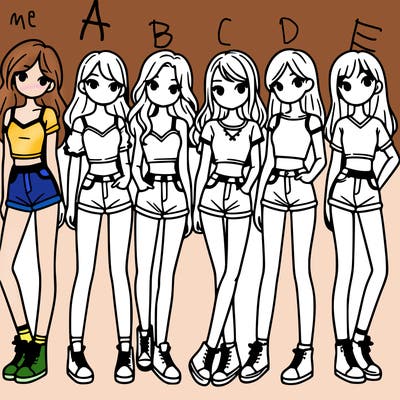 a group of girls wearing crop tops and shorts