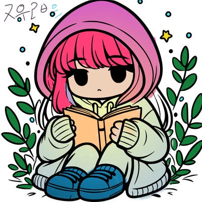 girl in oversized hoodie reading a book