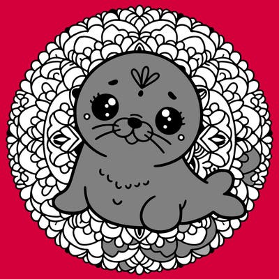 a cute baby seal mandala