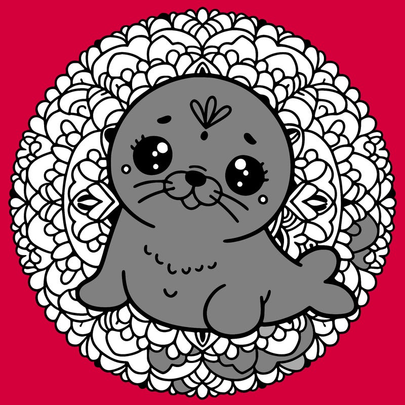 a cute baby seal mandala