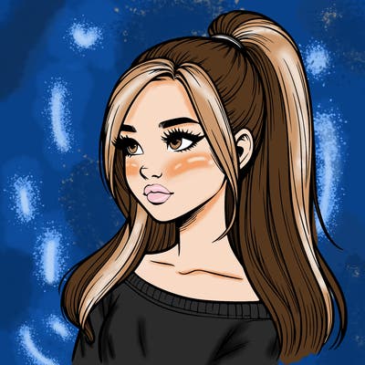 realistic girl with a high ponytail