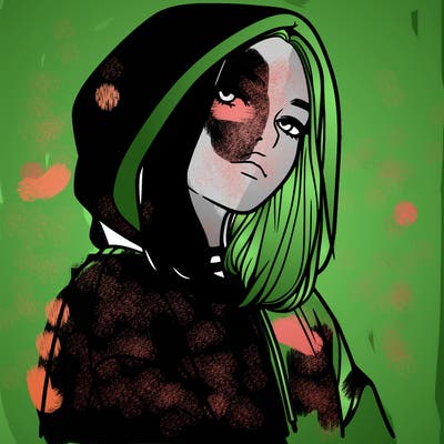 a realistic girl in a hoodie