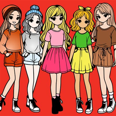 a group of five girls