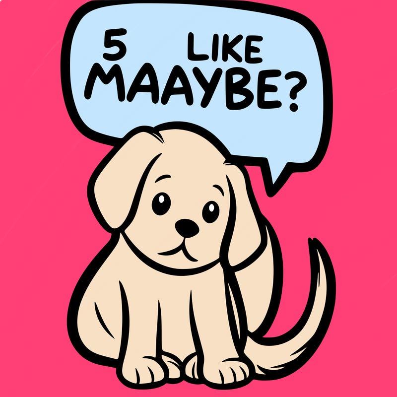 a puppy that says 5 like maybe