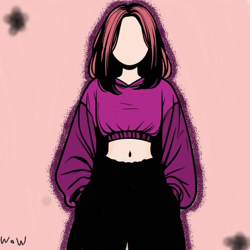 realistic girl faceless with baggy pants and a crop top