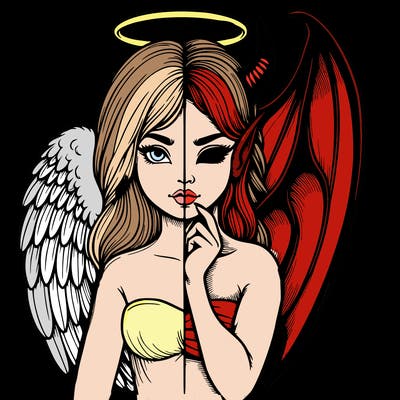 realistic angel half demon
