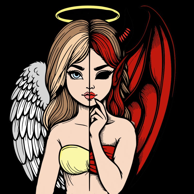 realistic angel half demon